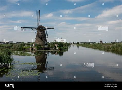 Traditional Dutch Windmills In Kinderdijk Stock Photo Alamy