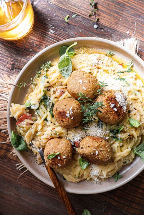 Boulettes Haricots Blancs Vegan Orzo Cr Meux L Ail Vegan White