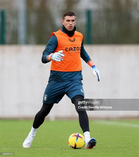 Emi Martinez of Aston Villa in action during a training session at ...