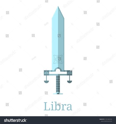 Libra Sword Zodiac Sign Flat Cartoon Stock Vector Royalty Free