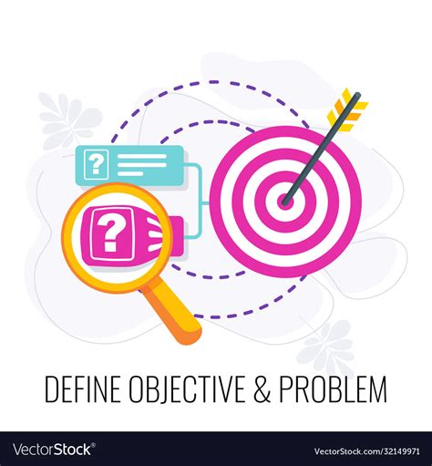 Define Objective And Problem Icon Market Research Vector Image