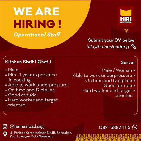 Lowongan Kerja Team Hai Nasi Padang Di Solo INFO LOKER SOLO