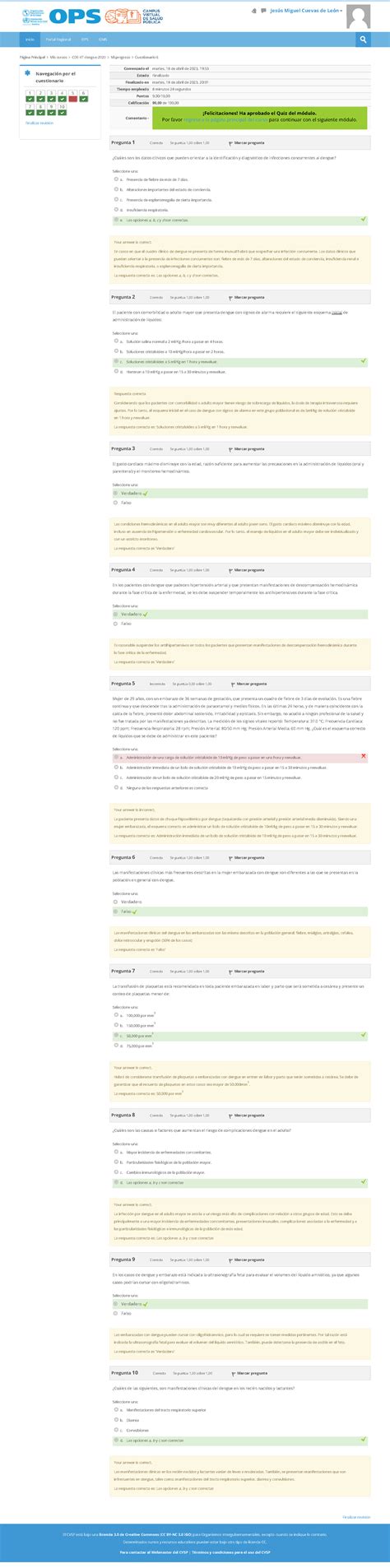 Cuestionario Revisi N Del Intento Ops Dengue Inicio Finalizar