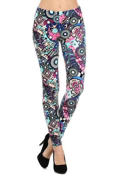 Star Dust Print Stretch Velour Leggings Wholesale Yelete