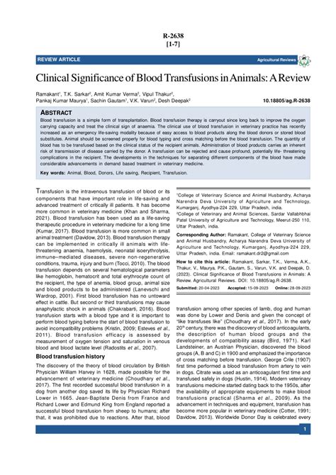 Pdf R Review Article Clinical Significance Of Blood