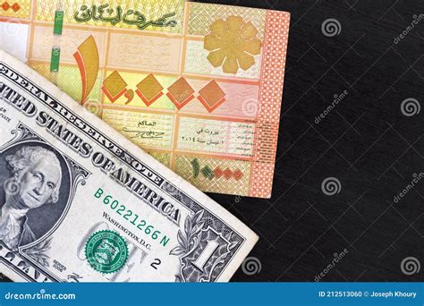 Lebanese Pounds Bill And One Us Dollar Bill Lebanon Currency