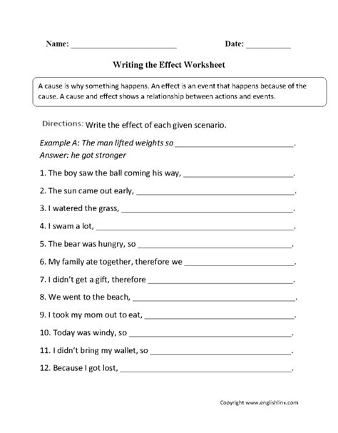 Free Cause And Effect Worksheets Rd Grade