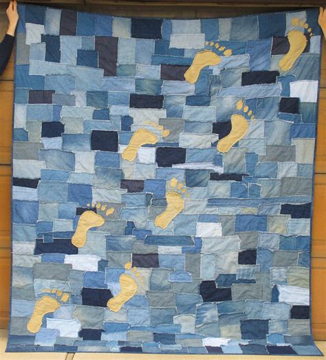 Denim Footprint Quilt Etsy