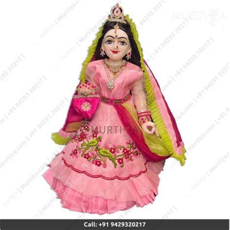 Inches Iskcon White Radha Krishna Marble Statue With Pink Green