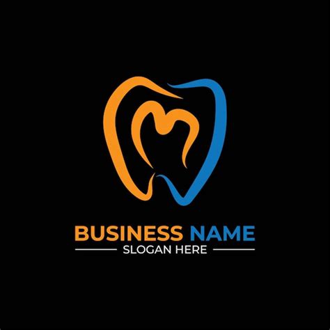 M brief dental logo design zähne arzt logo zahnarzt logo Premium Vektor