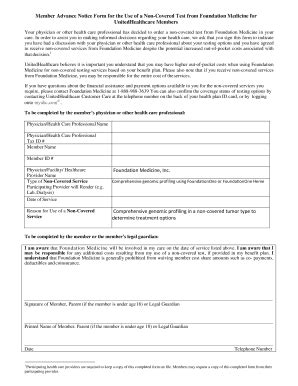 Fillable Online Member Advance Notice Form For The Use Of A Non Covered