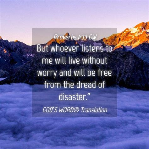 Proverbs 1 33 Gw But Whoever Listens To Me Will Live Without Worry