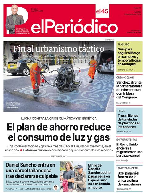 La portada de EL PERIÓDICO del 8 de agosto de 2023