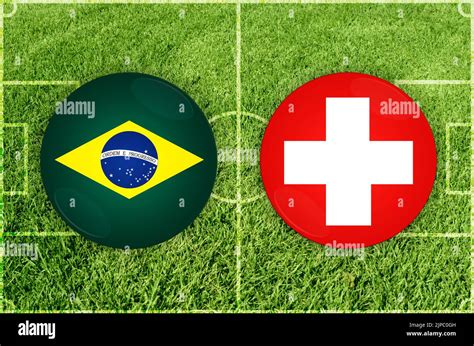 Illustration For Football Match Brazil Vs Switzerland Stock Photo Alamy