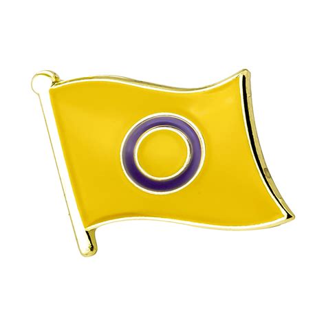 Intersex Mini Gold Metal Waving Flag Lapel Pin Badge Uk