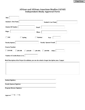 Fillable Online Afas Wustl AFAS Independent Study Approval Form