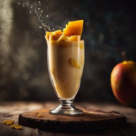 Premium AI Image A Mango Milkshake In Glass