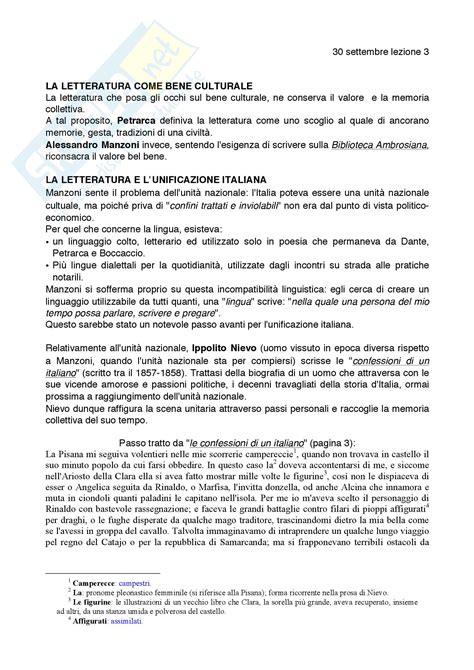 Lezioni Del Corso Complete Appunti Di Letteratura Italiana