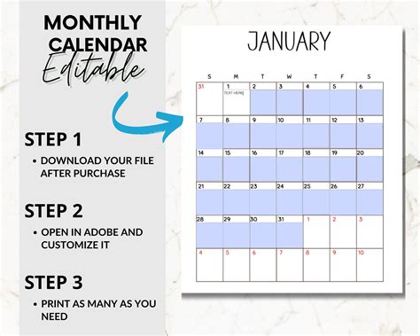 Editable Monthly 2024 Calendar, Printable Monthly and Weekly Calendar ...