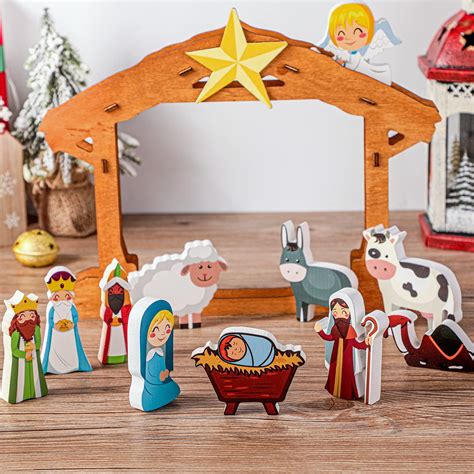 Buy Karenhi 12 Pcs Mini Christmas Nativity Scene Set Wooden Nativity ...