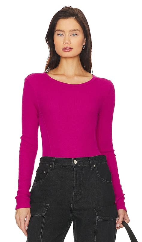 Bobi Crew Neck Long Sleeve Top In Dragon Fruit Revolve