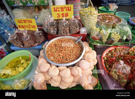 Thailand, Bangkok, Typical Street Food Stall Display Stock Photo - Alamy