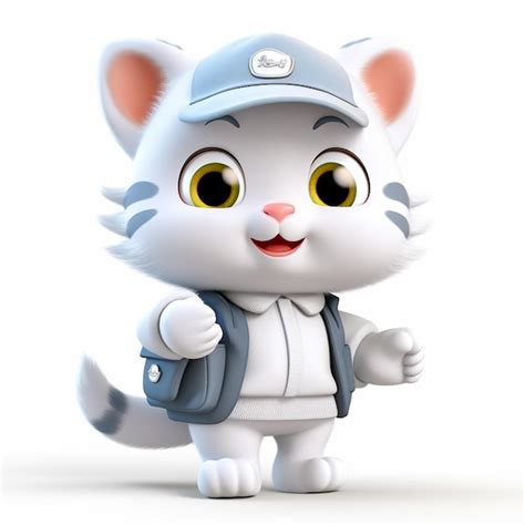 Premium Photo 3d Cute Cartoon Courier Cat On A White Background Ai