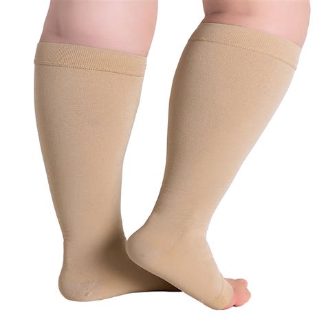 Wide Calves Compression Socks For Women And Men 20 30mmhg Open Toe Compression Support