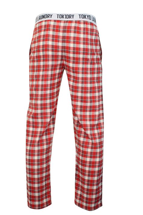 Mens Long Pyjama Bottoms By Tokyo Laundry Brushed Flannel Check Ebay