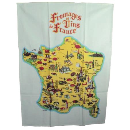 Cheeses And Wines Of France Tea Towel Souvenirs Of Paris Souvenirs Co