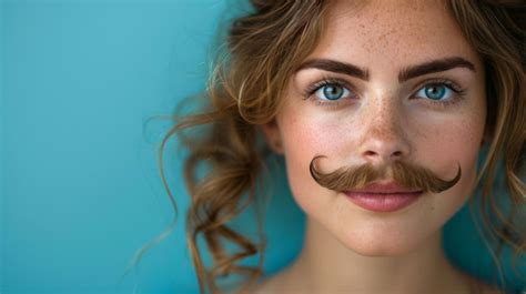 Premium Photo Woman Wearing Fake Moustache