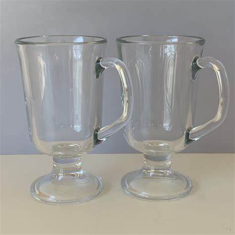 Arc France Glass Cups Arc Irish Coffee Mugs Pedestal Clear Etsy