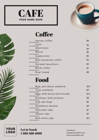 Free Cafe Menu Templates to Customize