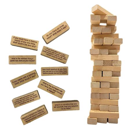 54 Piece Questions Tumbling Tower Game Ice Breaker Questions Tumbling