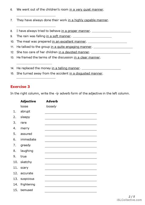 Adjectives And Adverbs Espa Ol Ele Hojas De Trabajo Pdf Doc