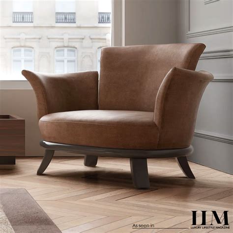 Large Italian Designer Leather Round Armchair - Juliettes Interiors