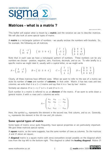 Matrices What Is A Matrix Math Centre