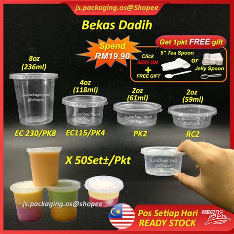 Pp Round Plastic Container With Lids Set Bekas Jeli Bekas Dadih Oz