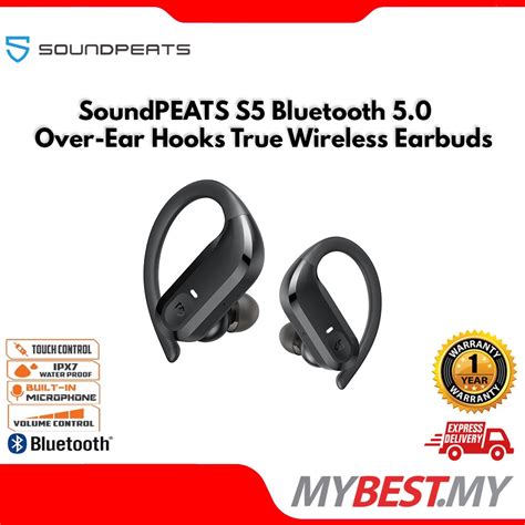 Soundpeats S5 Bluetooth 50 Over Ear Hooks True Wireless Earbuds With Touch Control Ipx7