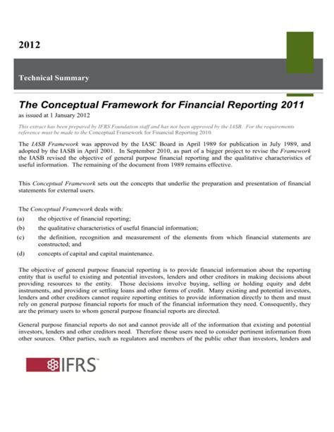 The Conceptual Framework For Financial Reporting