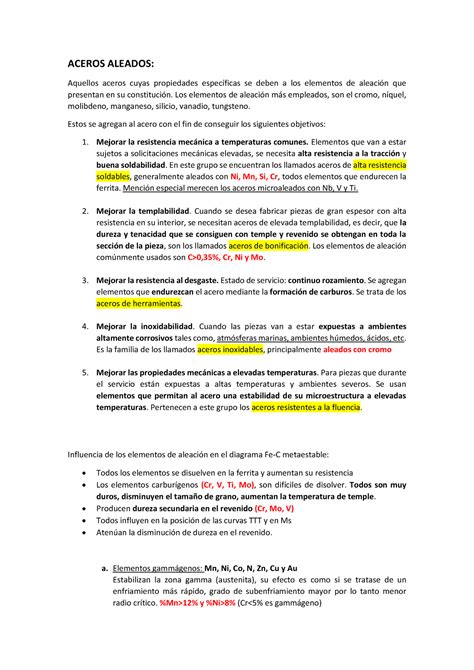 Aceros Aleados Ciencia De Los Materiales Introducci N A La Ciencia De