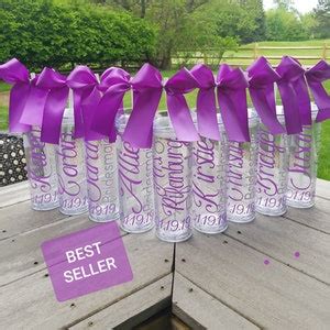 Personalized Bridesmaid Tumbler With Straw and Bow, Wedding Favor ...