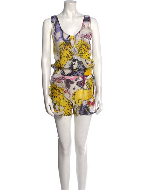 Stella Mccartney Printed Scoop Neck Romper W Tags Neutrals Rise