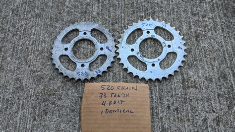 Motorcycle Rear Sprockets, 2 Identical 33T 520 Chain 4 Bolt Pattern sk – ClassicJapaneseMotorcycles