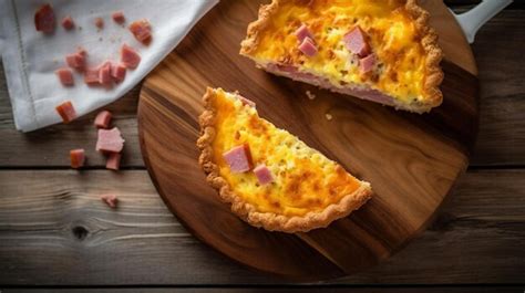 Premium Photo A Sliced Piece Of French Quiche Lorraine