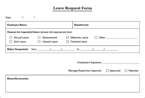 Employee Leave Application Form Employee Evaluation Form Employment