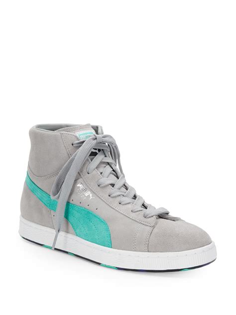 Puma Suede Mid Classic High Top Sneakers In Gray For Men Light Grey