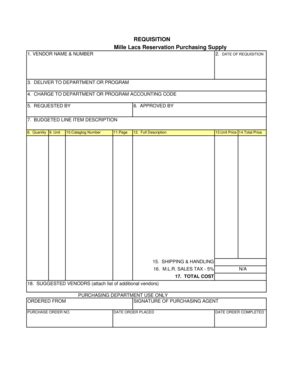 Fillable Online Purchasing Supply Form Mille Lacs Band Of Ojibwe Fax