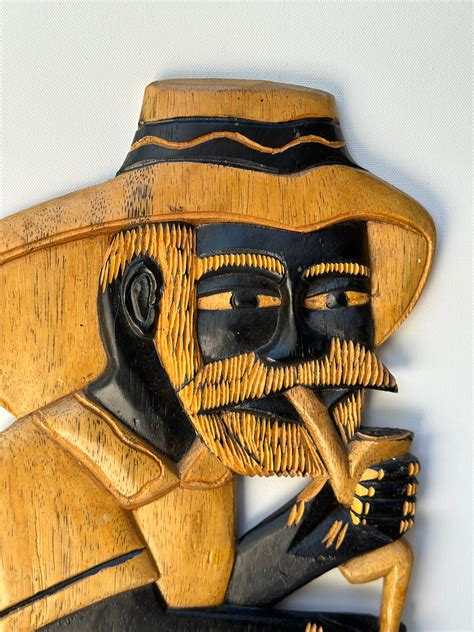 Hand Carved Wooden Man Sculpture Art Vintage Wooden - Etsy