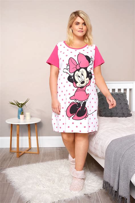 Plus Size White And Pink Disney Minnie Mouse Nightdress Sizes 16 To 36